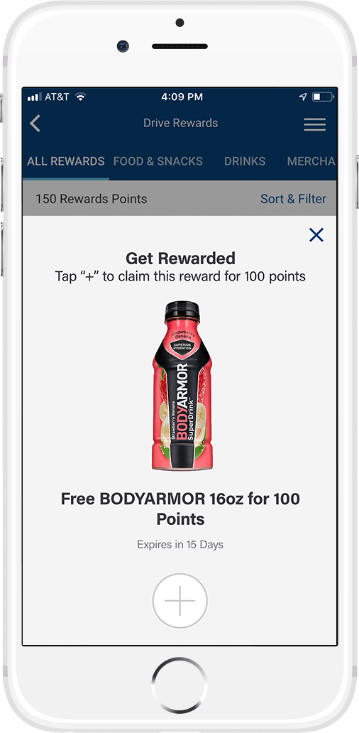 screen shot of a selected reward in the app